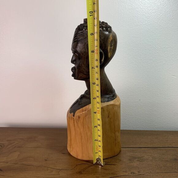 Carved Old African Solid Wood Carving Female Bust Figure Art Artwork - Picture 7 of 10